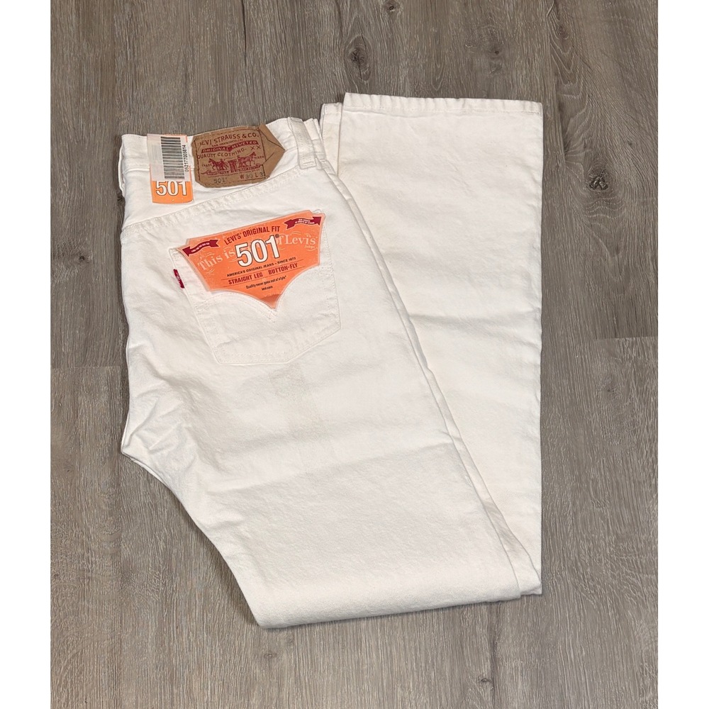 Y2K Levis 501 Original Fit Straight Leg White Jeans Mens 30x32 NWT Button Fly